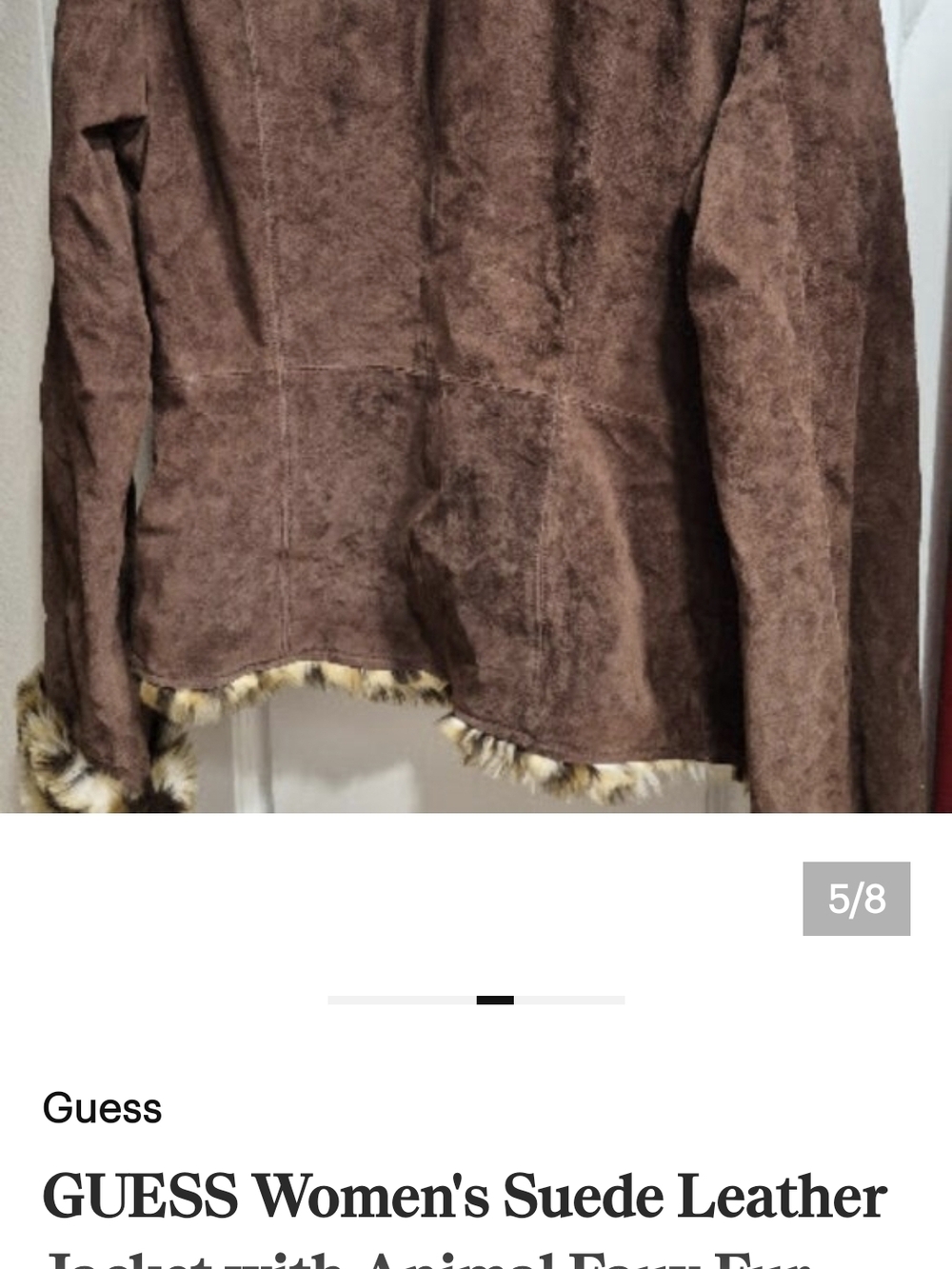 GUESS Brown Suede Jacket with Faux Fur Trim
